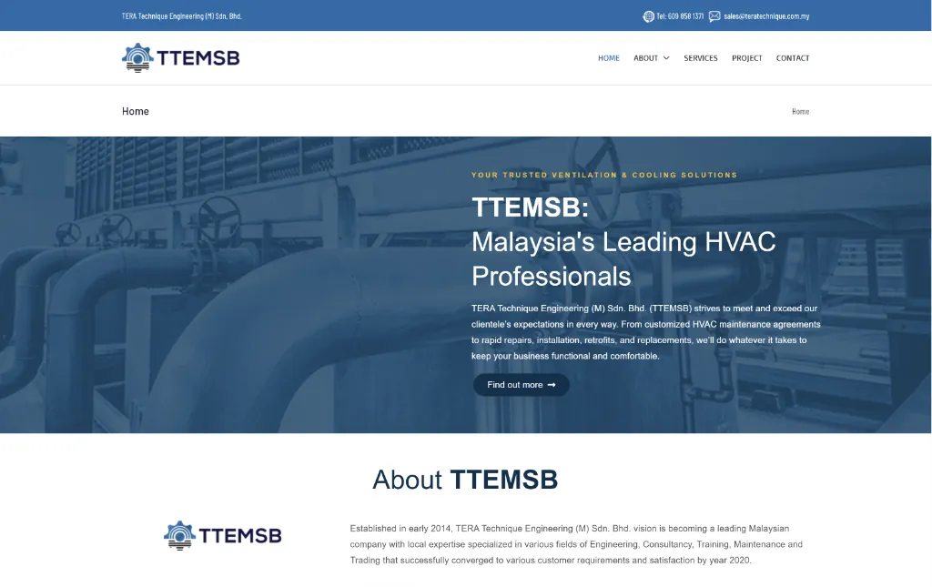 TERA Technique Engineering (M) Sdn Bhd website design and development by IAMK Digital