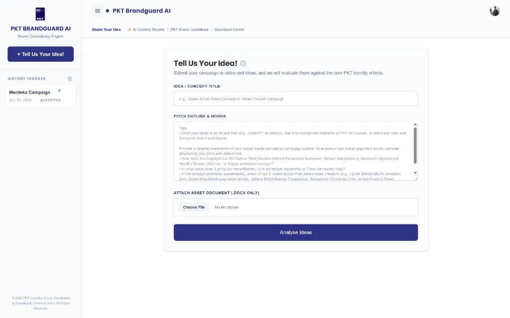 PKT AI BrandGuard web app: Pitch Submission
