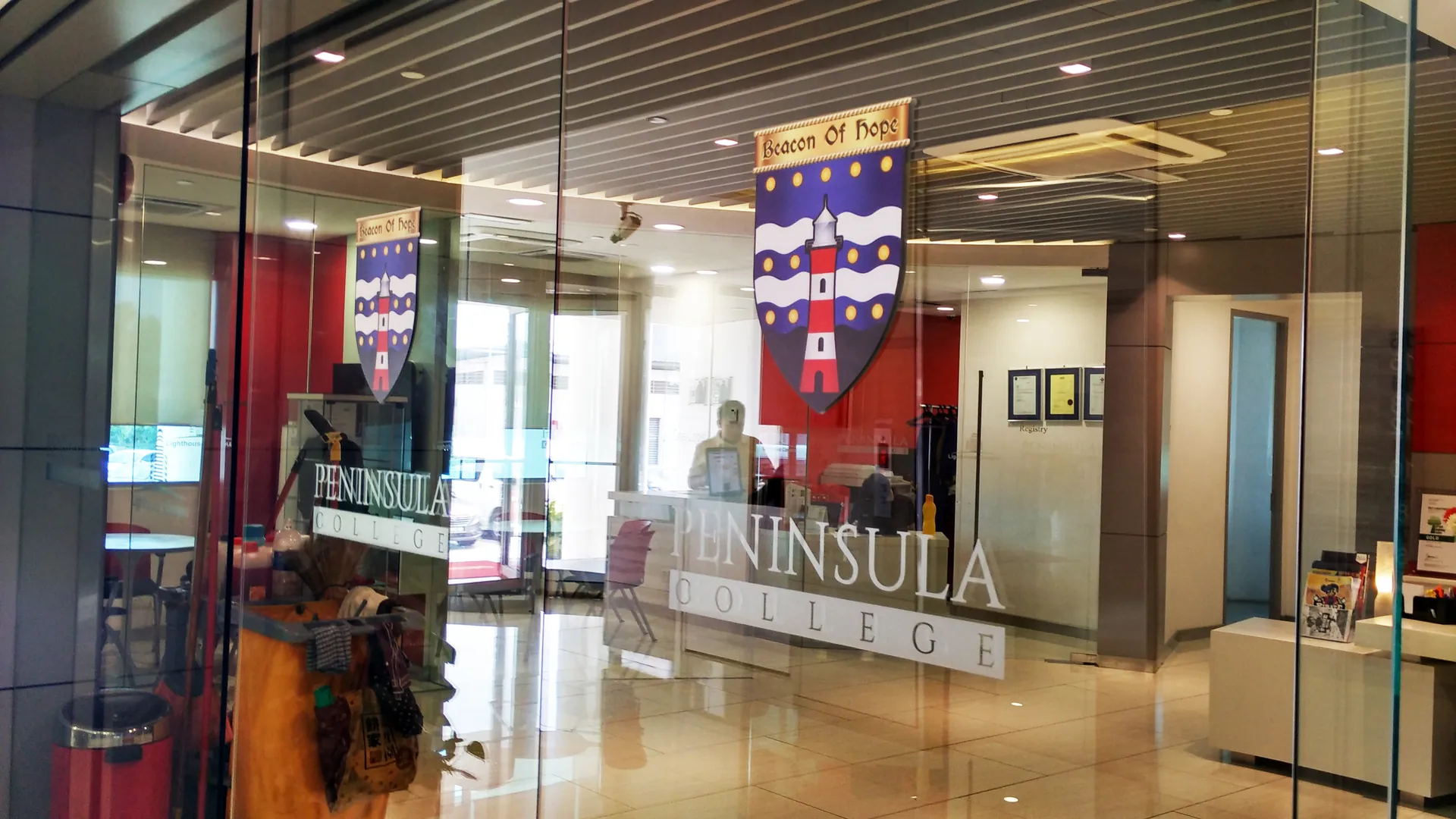 Peninsula College campus lobby brand identity and signage design